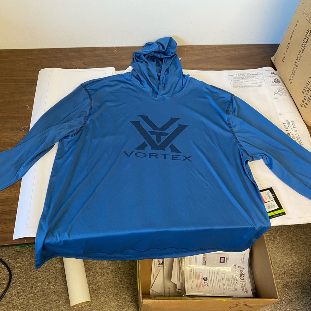 Mens sizE 3XL - Blue Vortex Hooded Fishing Shirt - brand new